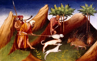 Porcupine Hunt in Badakhehan, from Livre des Merveilles du Monde, c.1410-12